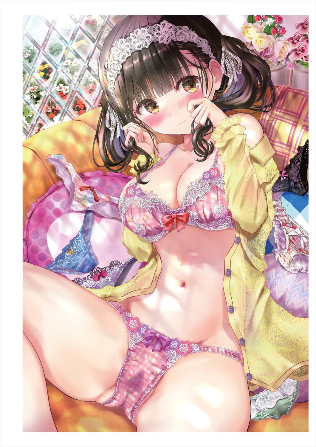 bra lingerie ogata_tei open_shirt pantsu see_through