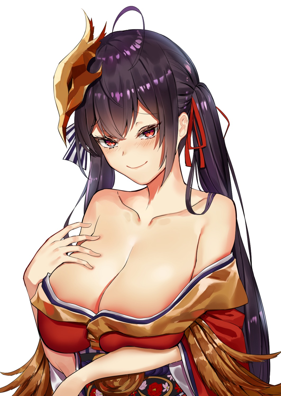 azur_lane japanese_clothes no_bra open_shirt pooor taihou_(azur_lane)