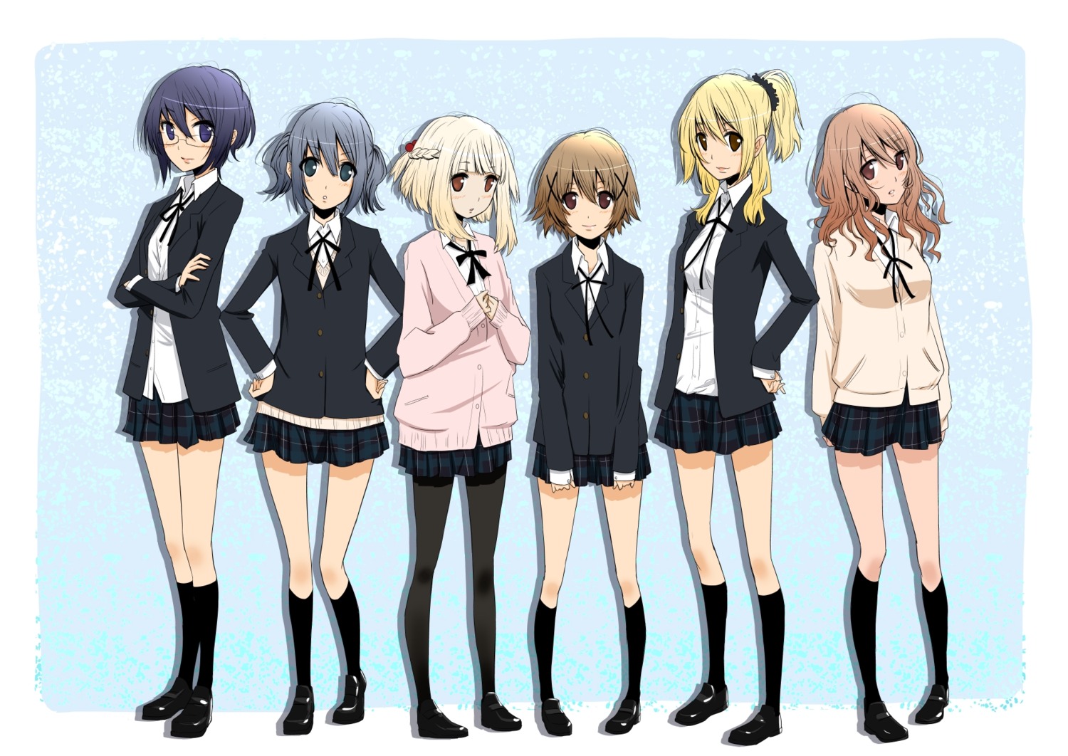 hidamari_sketch hiro megane miyako nazuna nori pantyhose sae sakebuotoko seifuku yuno