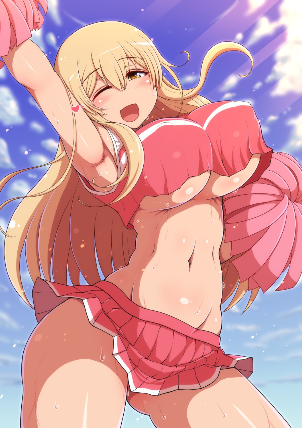 cheerleader erect_nipples no_bra ponpo skirt_lift sunohara_ayaka sunoharasou_no_kanrinin-san underboob wet