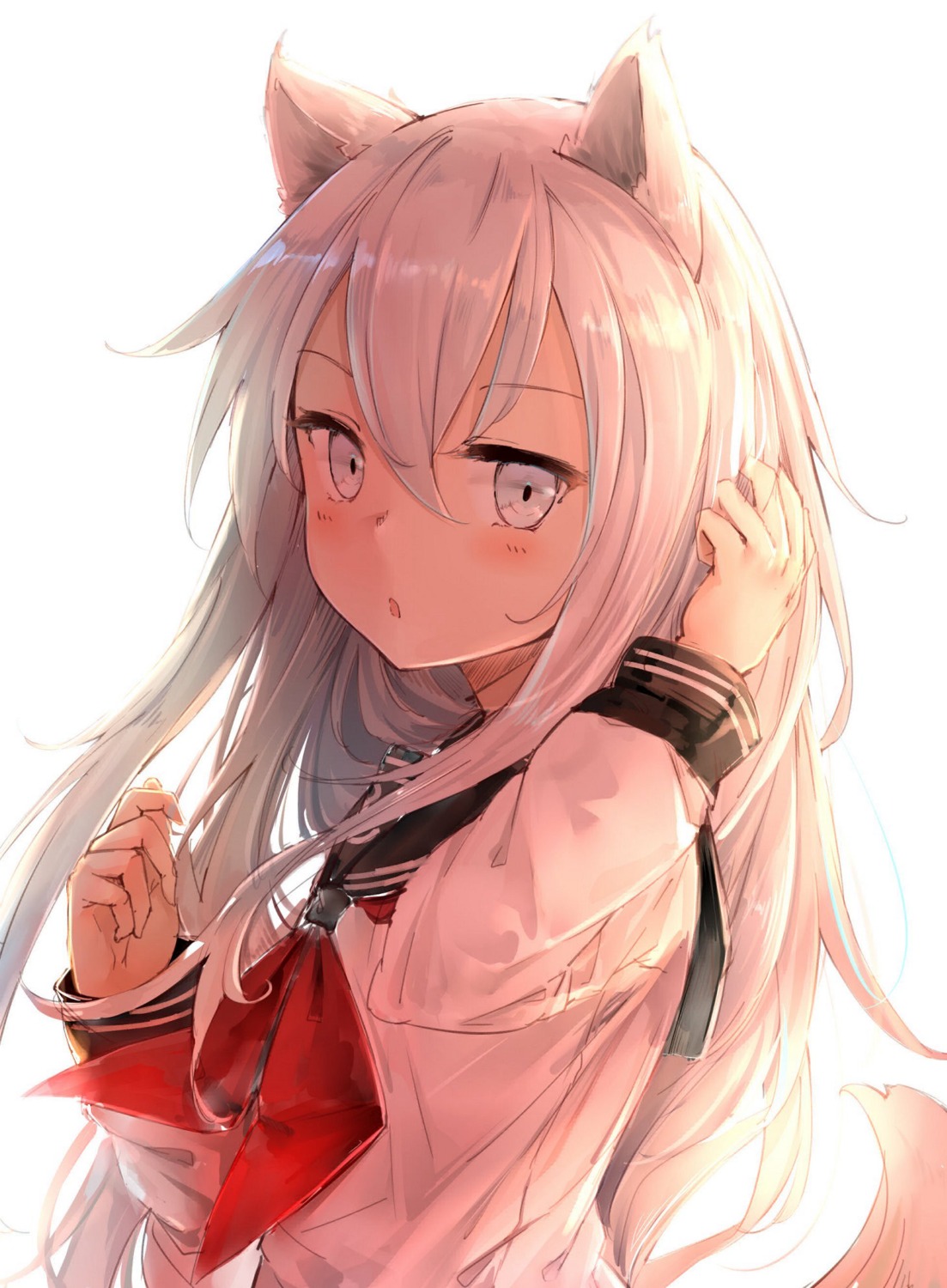 animal_ears hibiki_(kancolle) kantai_collection nekomimi seifuku somalisu39