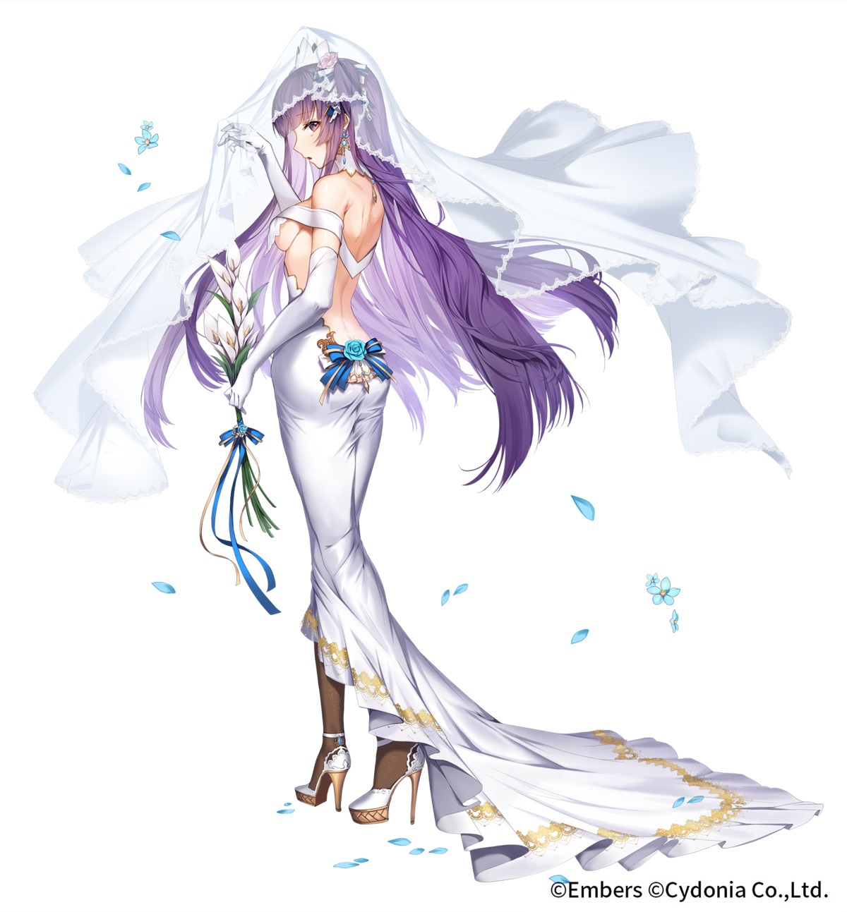 apple_caramel ash_arms ass dress heels no_bra wedding_dress