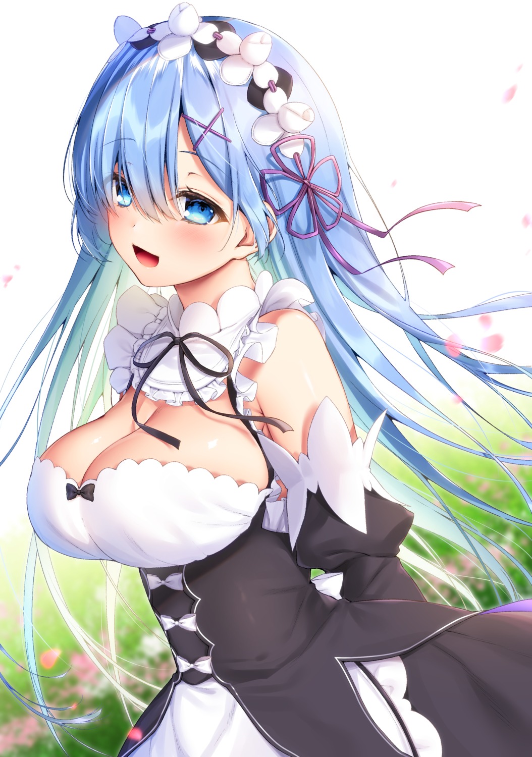 cleavage jiiwara maid re_zero_kara_hajimeru_isekai_seikatsu rem_(re_zero)