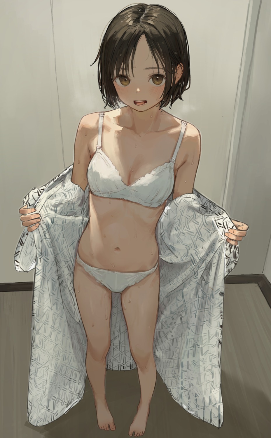 bra loli open_shirt pantsu undressing wet yukata zuima