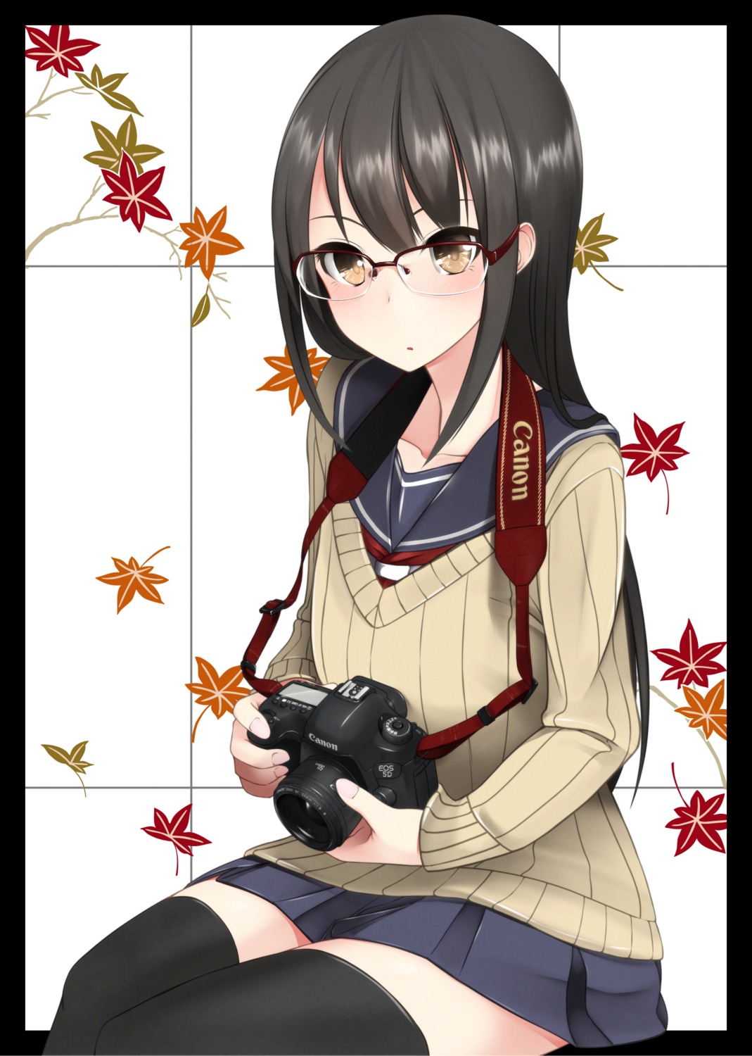 megane nekobaka seifuku sweater thighhighs