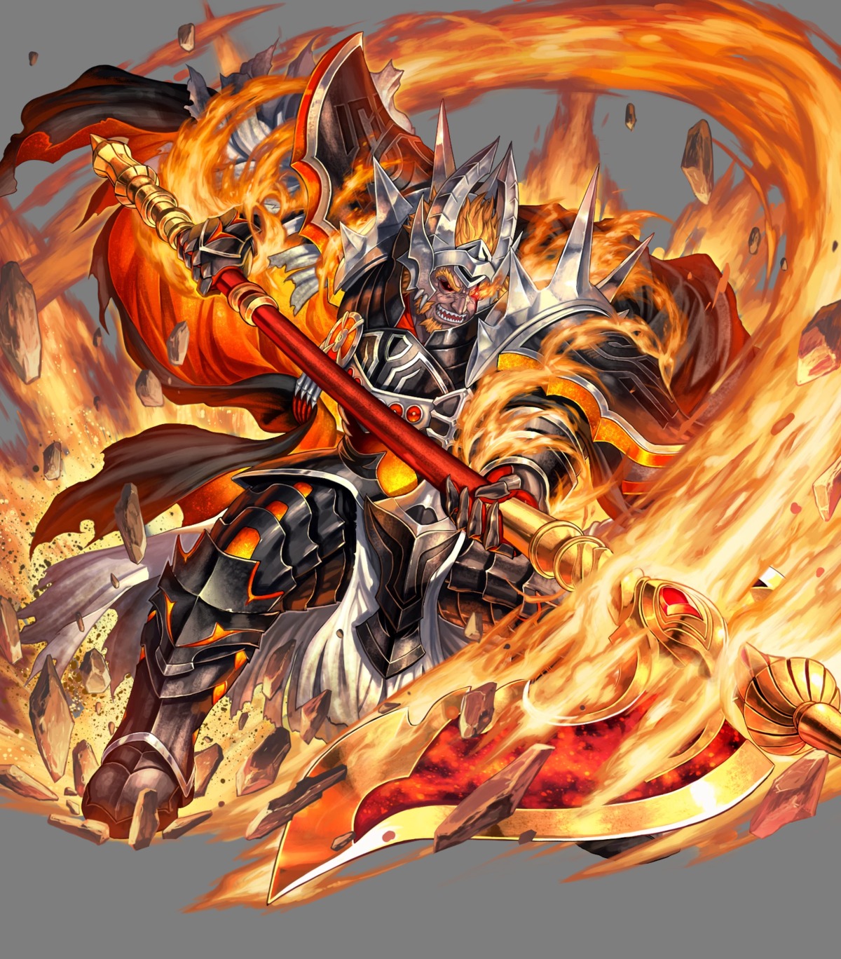 armor fire_emblem fire_emblem_heroes horns izuka_daisuke male nintendo surtr_(fire_emblem) weapon