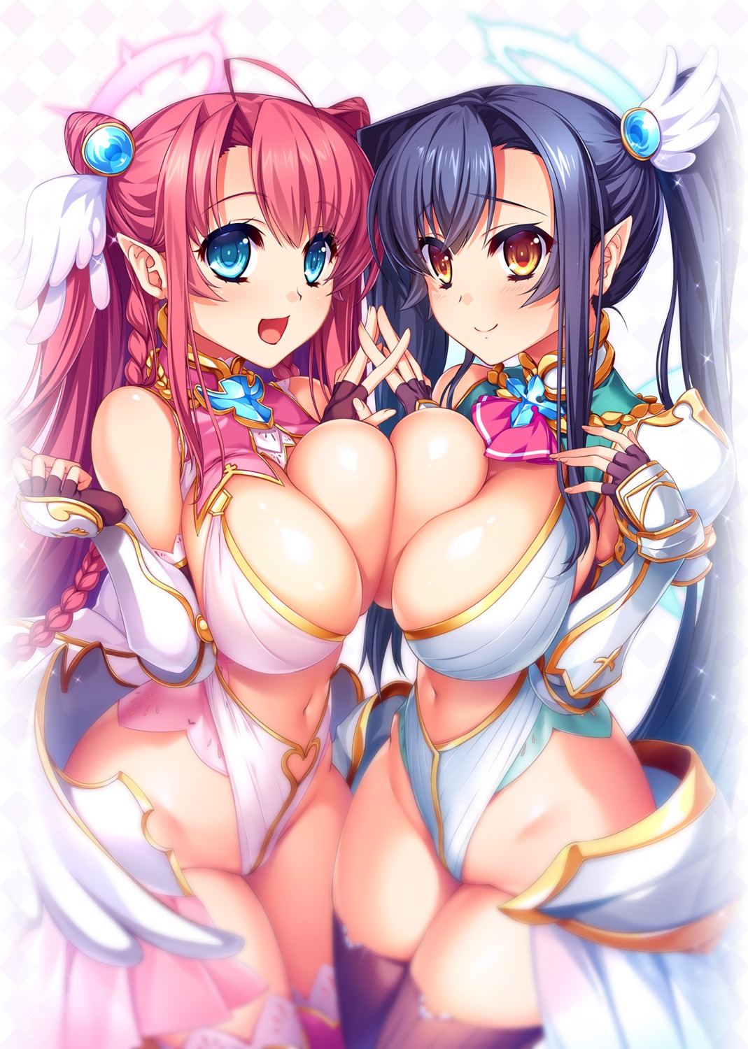 armor baseson breasts kanu katagiri_hinata koihime_musou leotard nexton no_bra ryuubi symmetrical_docking thighhighs