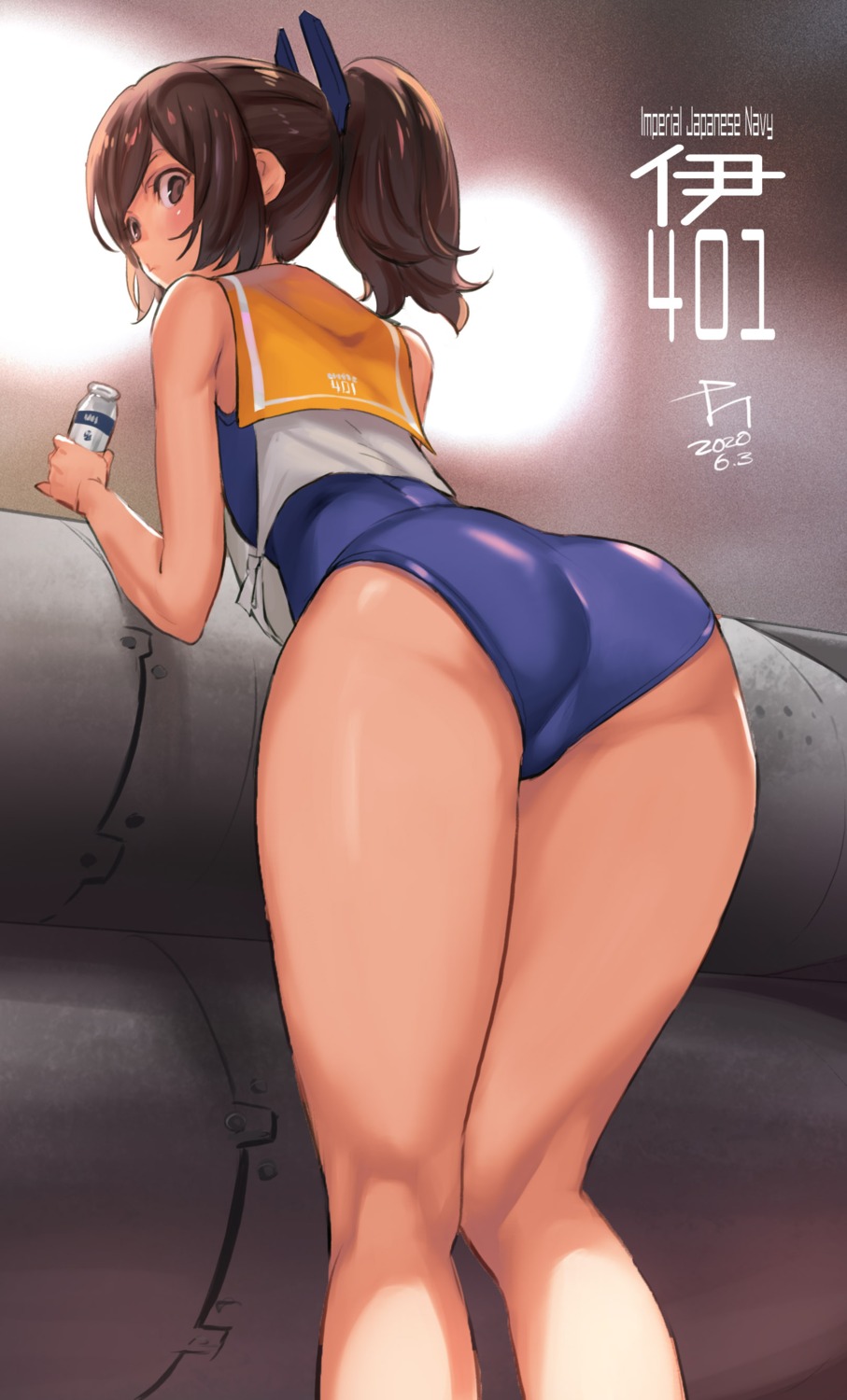 ass i-401_(kancolle) kantai_collection school_swimsuit seifuku swimsuits tsubaki_harusame