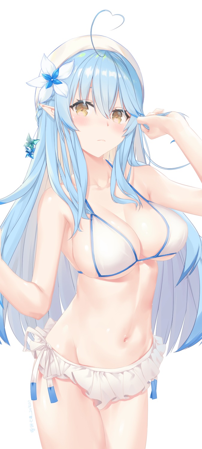 bikini elf hololive pointy_ears swimsuits xuejian_qiye yukihana_lamy