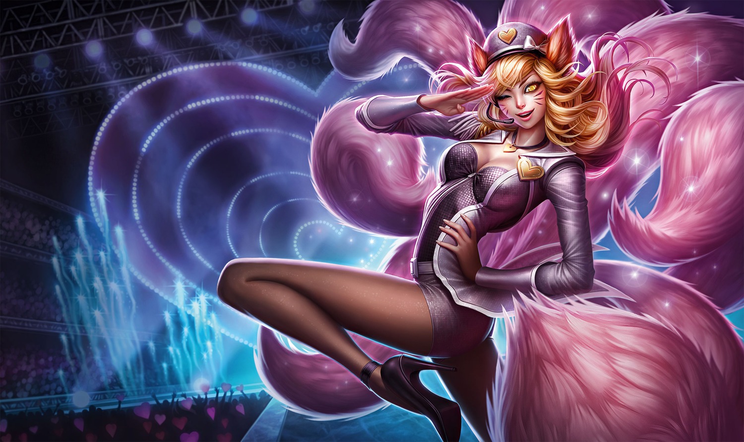 ahri animal_ears cleavage heels league_of_legends pantyhose tagme tail