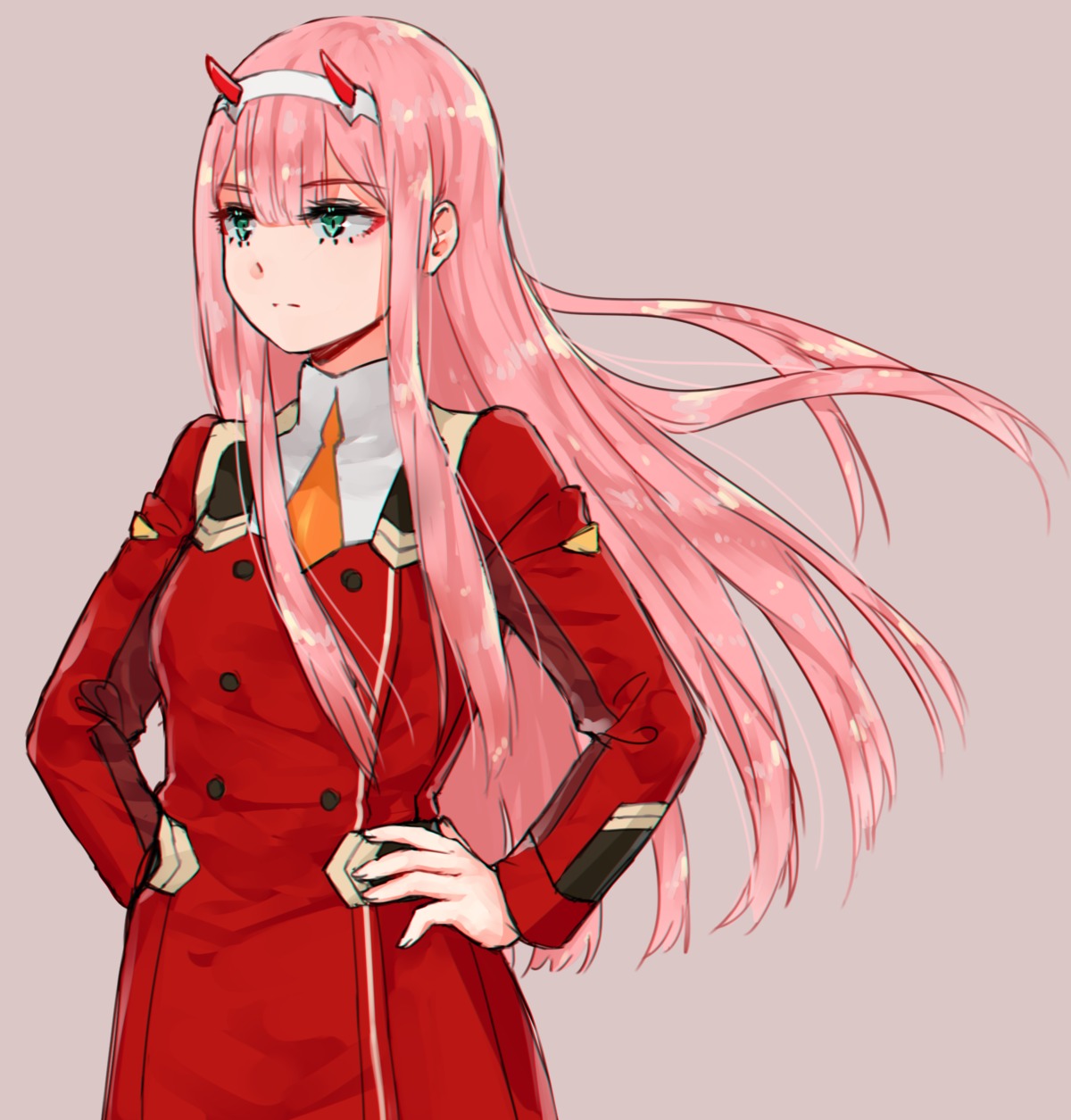 akitannn darling_in_the_franxx horns uniform zero_two_(darling_in_the_franxx)