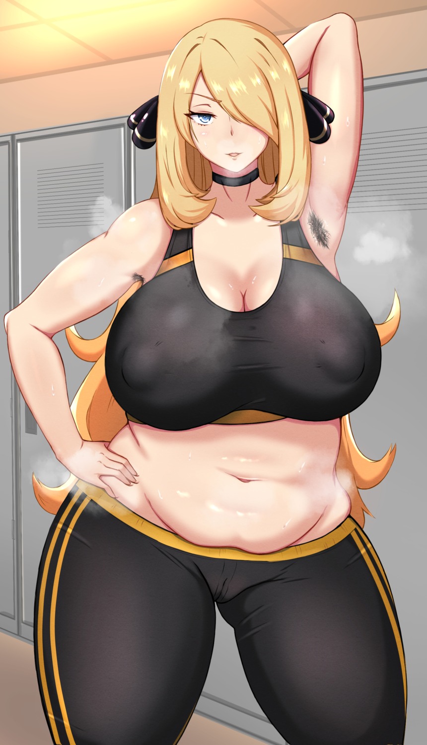 cameltoe cleavage erect_nipples gym_uniform pokemon pokemon_bdsp pokemon_dppt shirona_(pokemon) wlcmt