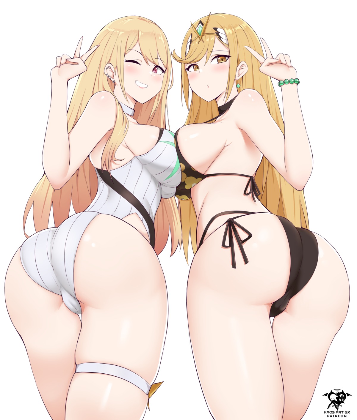 ass bikini cameltoe cosplay crossover garter hikari_(xenoblade_2) kaos_art kitagawa_marin sono_bisque_doll_wa_koi_wo_suru swimsuits symmetrical_docking xenoblade xenoblade_chronicles_2