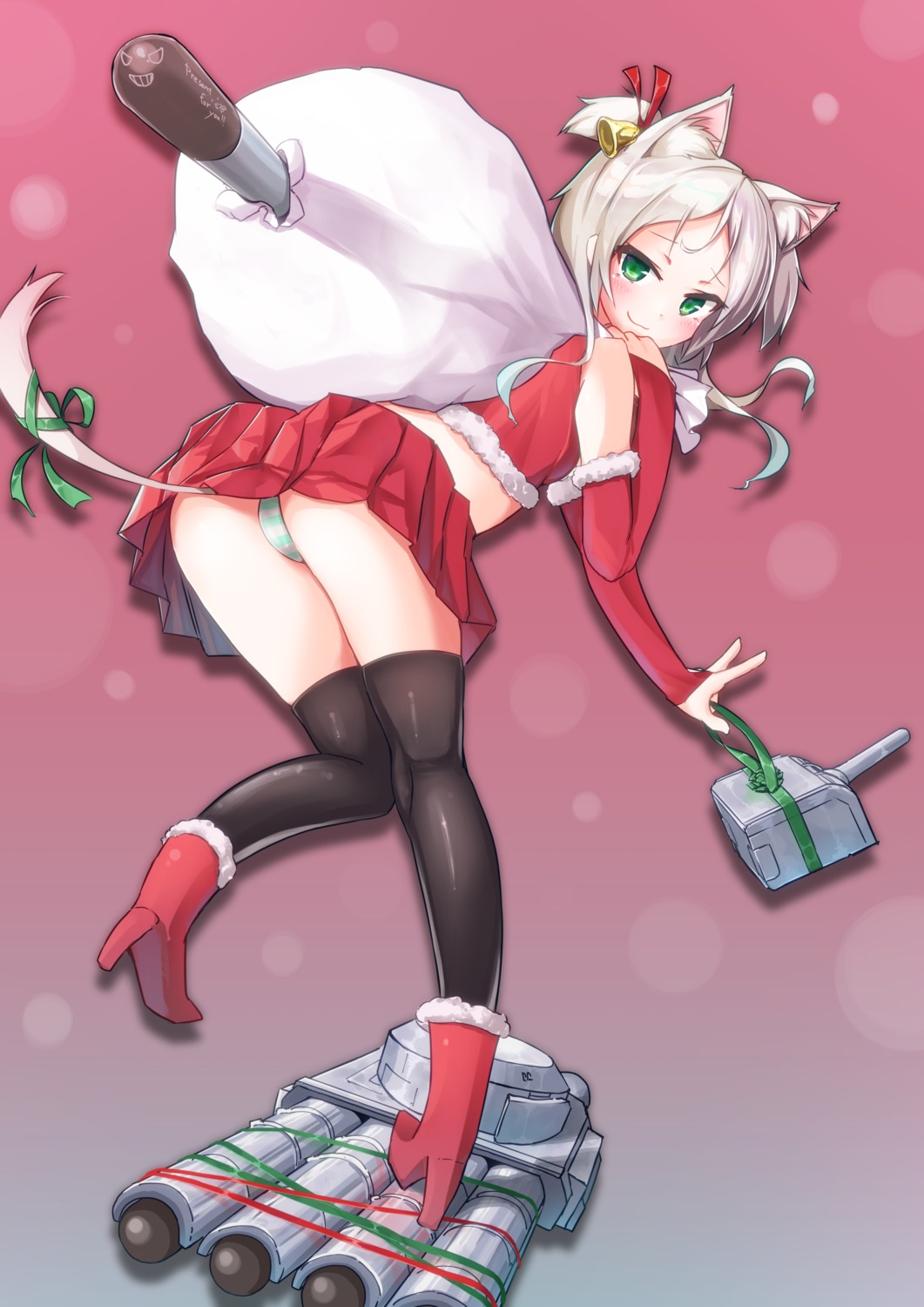 animal_ears ass azur_lane christmas heels nikuzure pantsu shimapan sims_(azur_lane) tail thighhighs