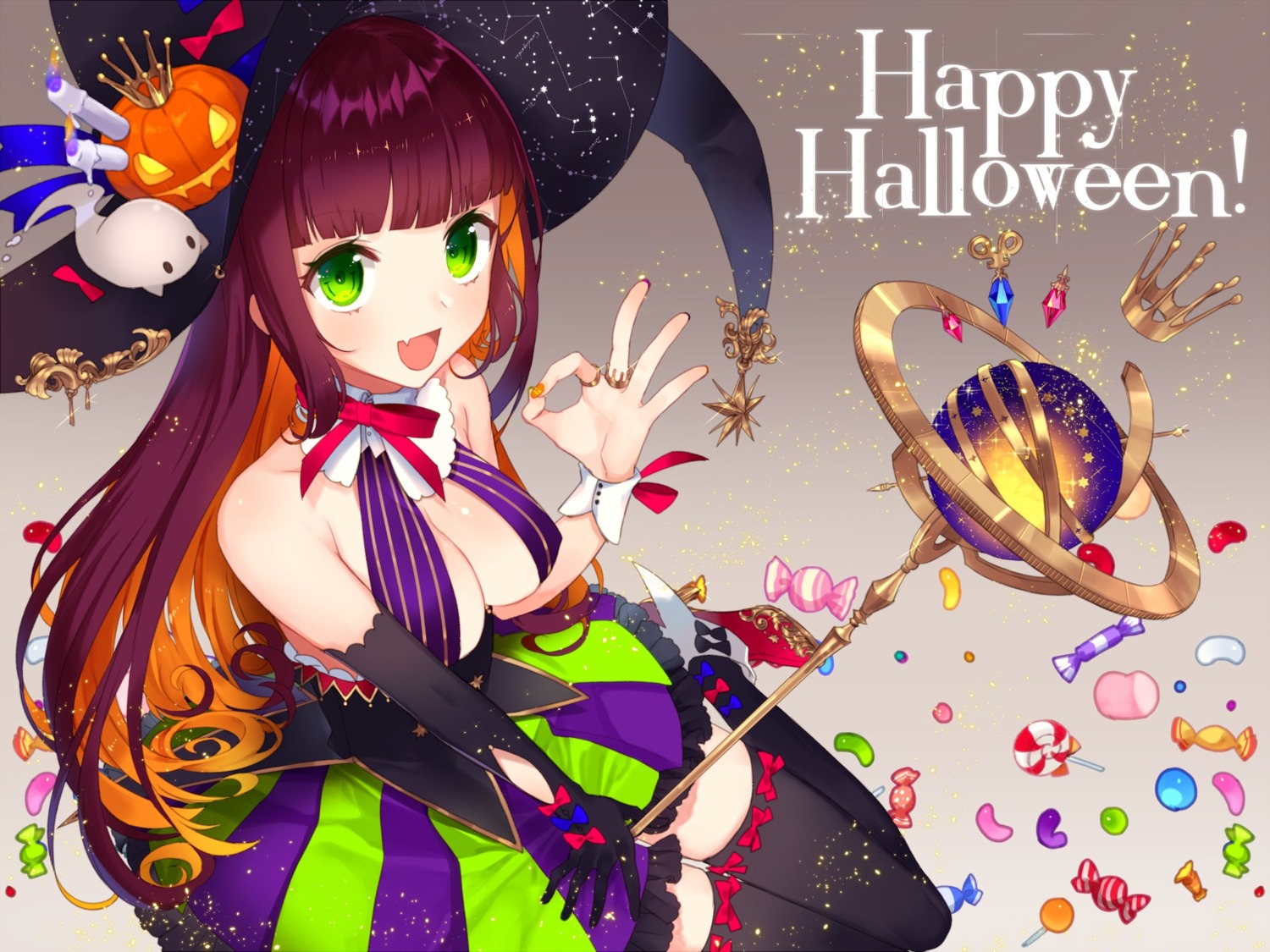 halloween heels no_bra thighhighs weapon witch yusano