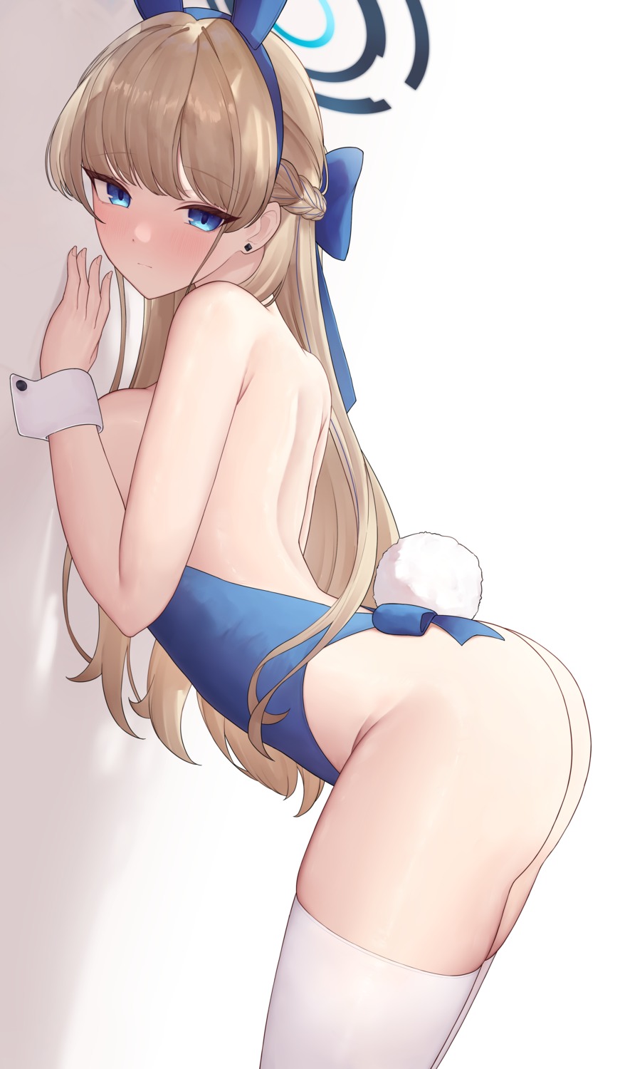 animal_ears ass asuma_toki blue_archive bunny_ears bunny_girl halo n9at no_bra tail thighhighs