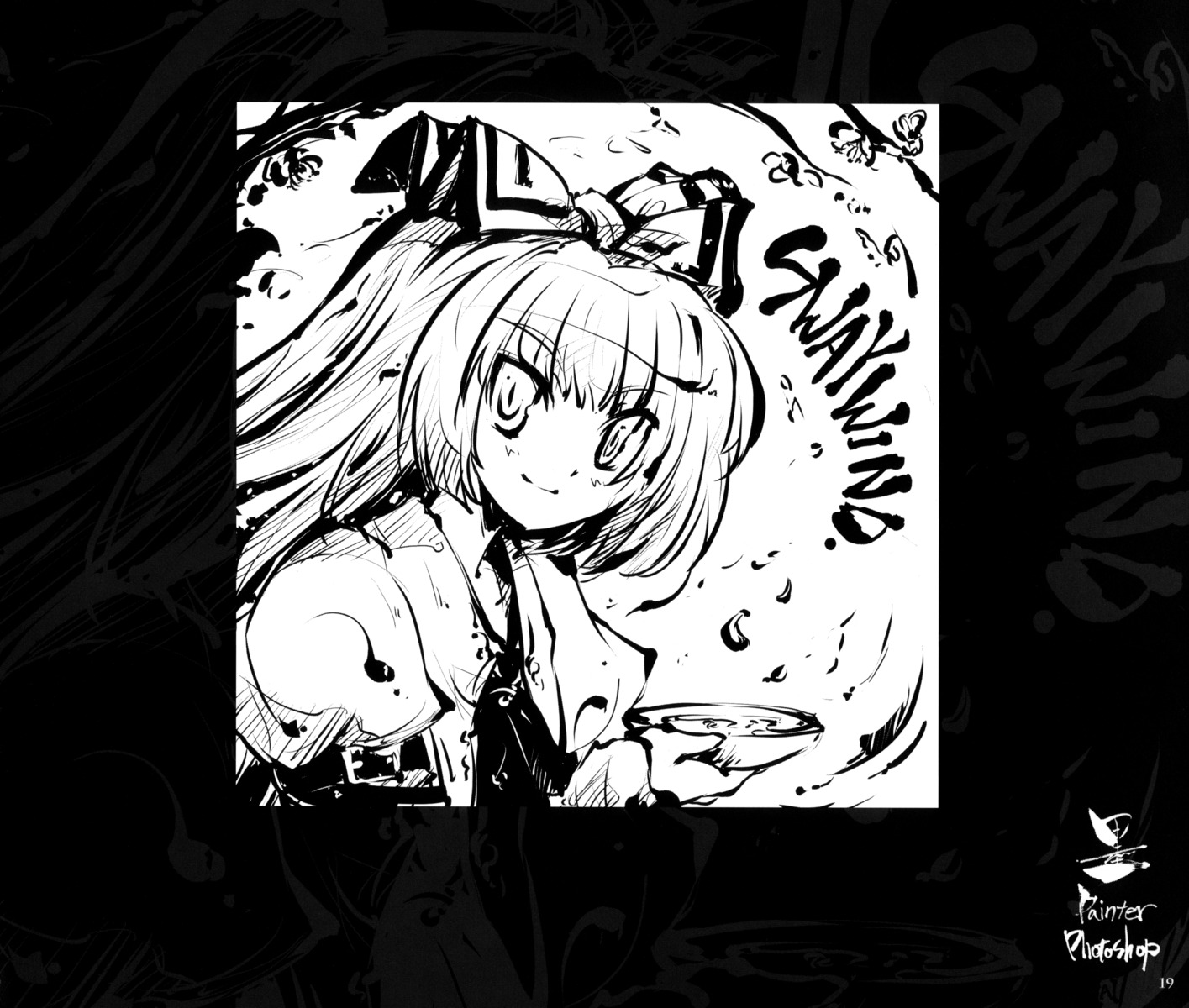 fujiwara_no_mokou monochrome sway_wind tokiame touhou