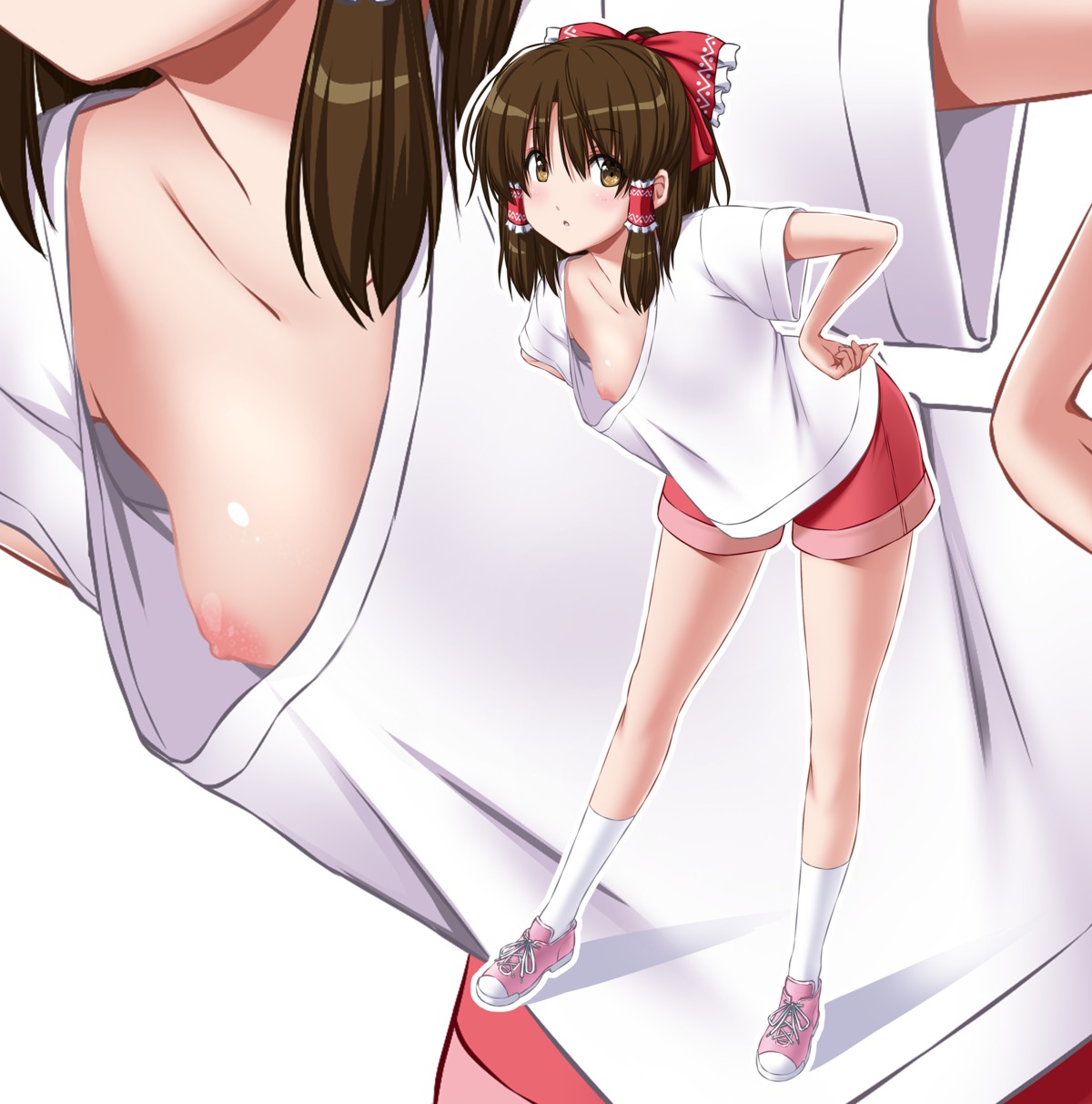 breasts hakurei_reimu nipples no_bra nori_tamago touhou wardrobe_malfunction