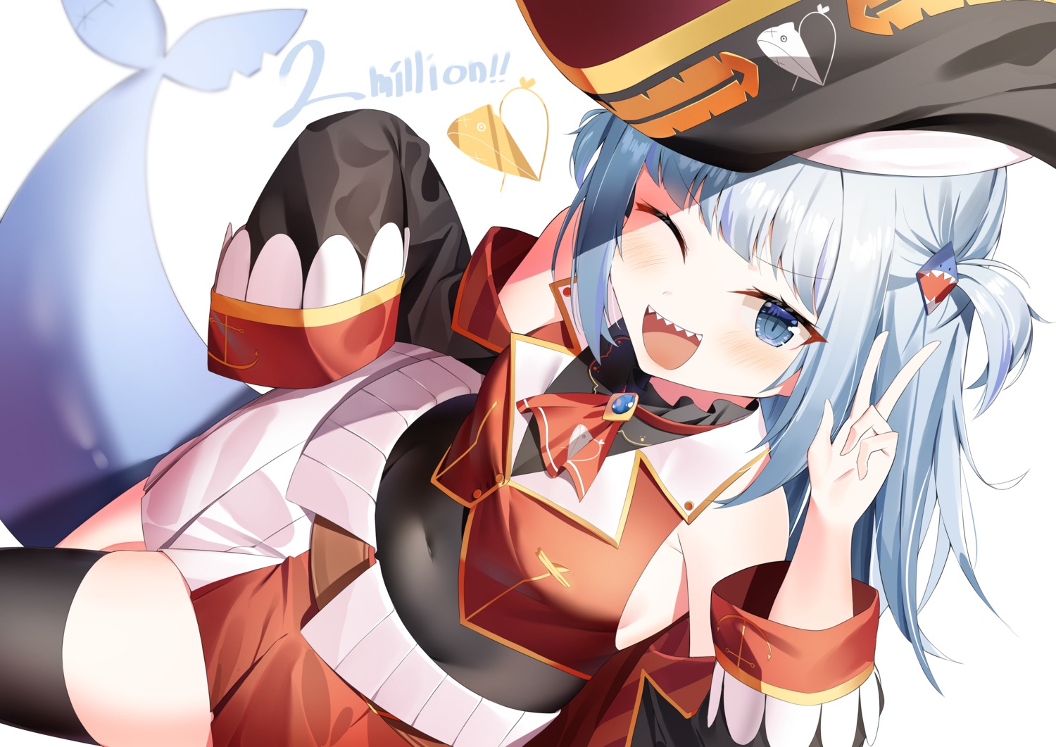 cosplay gawr_gura hololive hololive_english houshou_marine kuse_(0201) pirate tail thighhighs