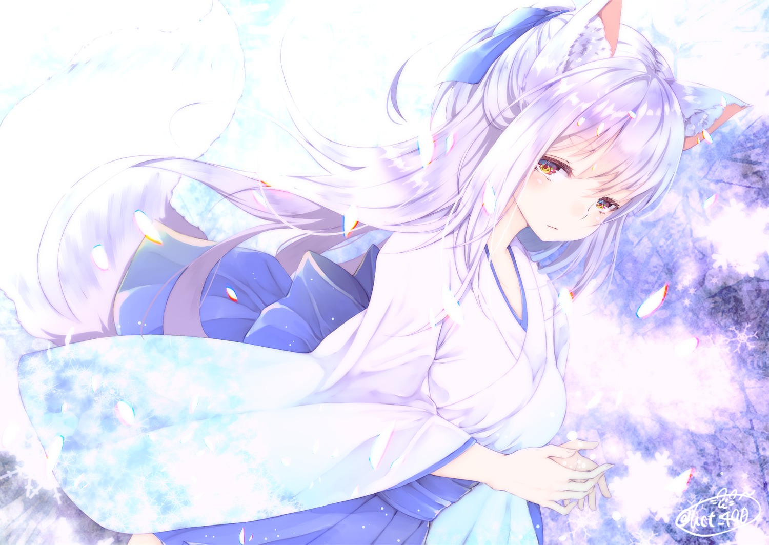 animal_ears chita_(ketchup) japanese_clothes kitsune tail