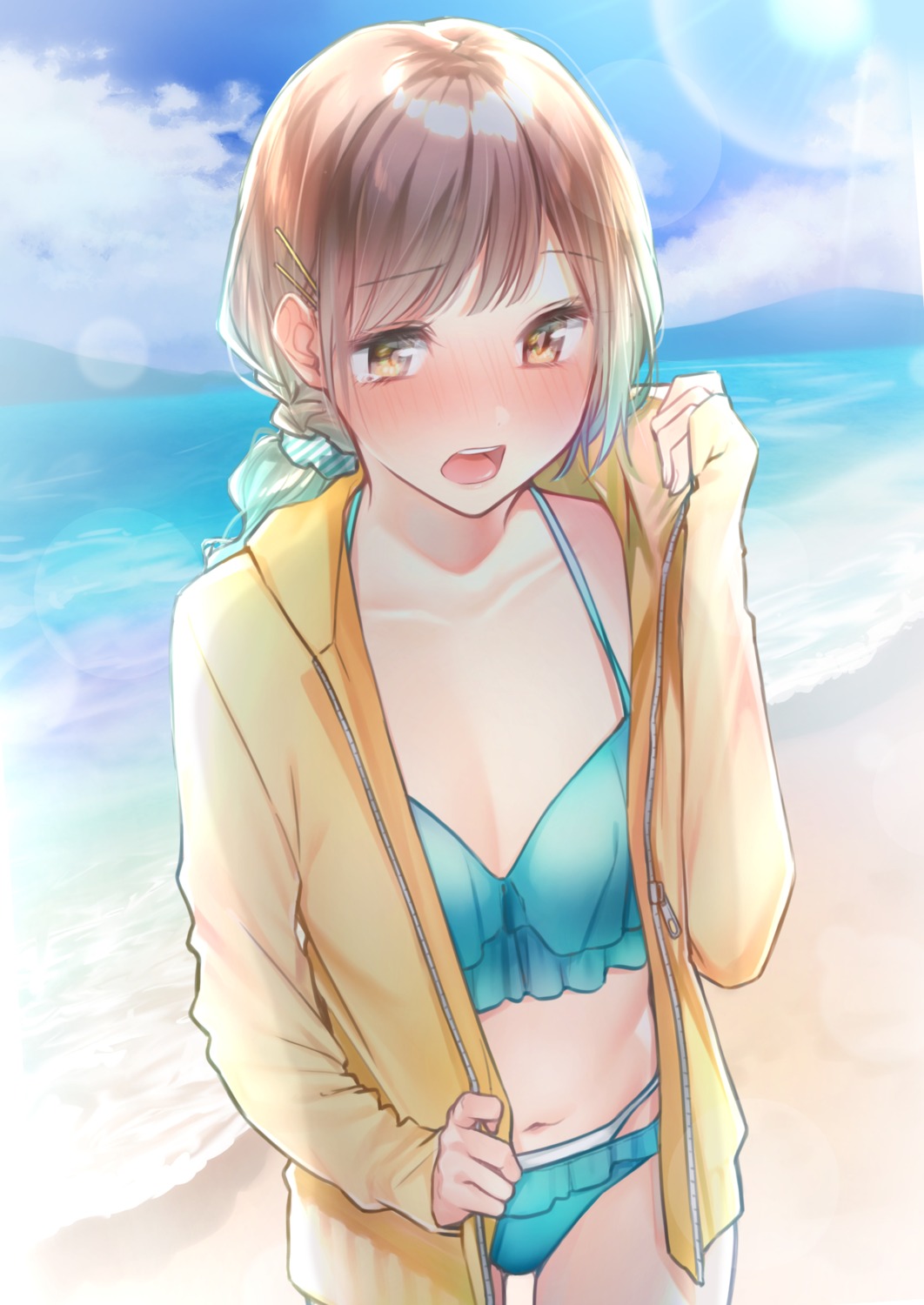 bikini cleavage open_shirt rinku_(rin9) swimsuits