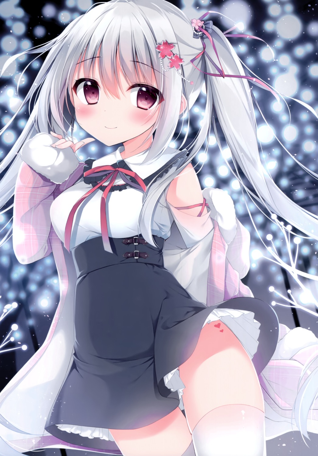 dress possible_duplicate shirosei_mochi skirt_lift thighhighs