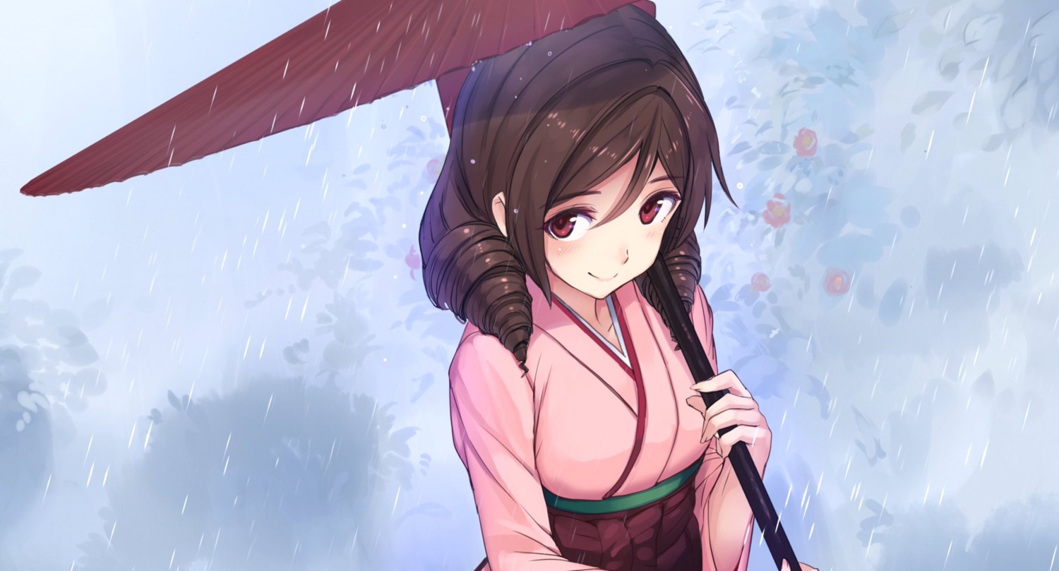 akasa_ai harukaze_(kancolle) japanese_clothes kantai_collection umbrella