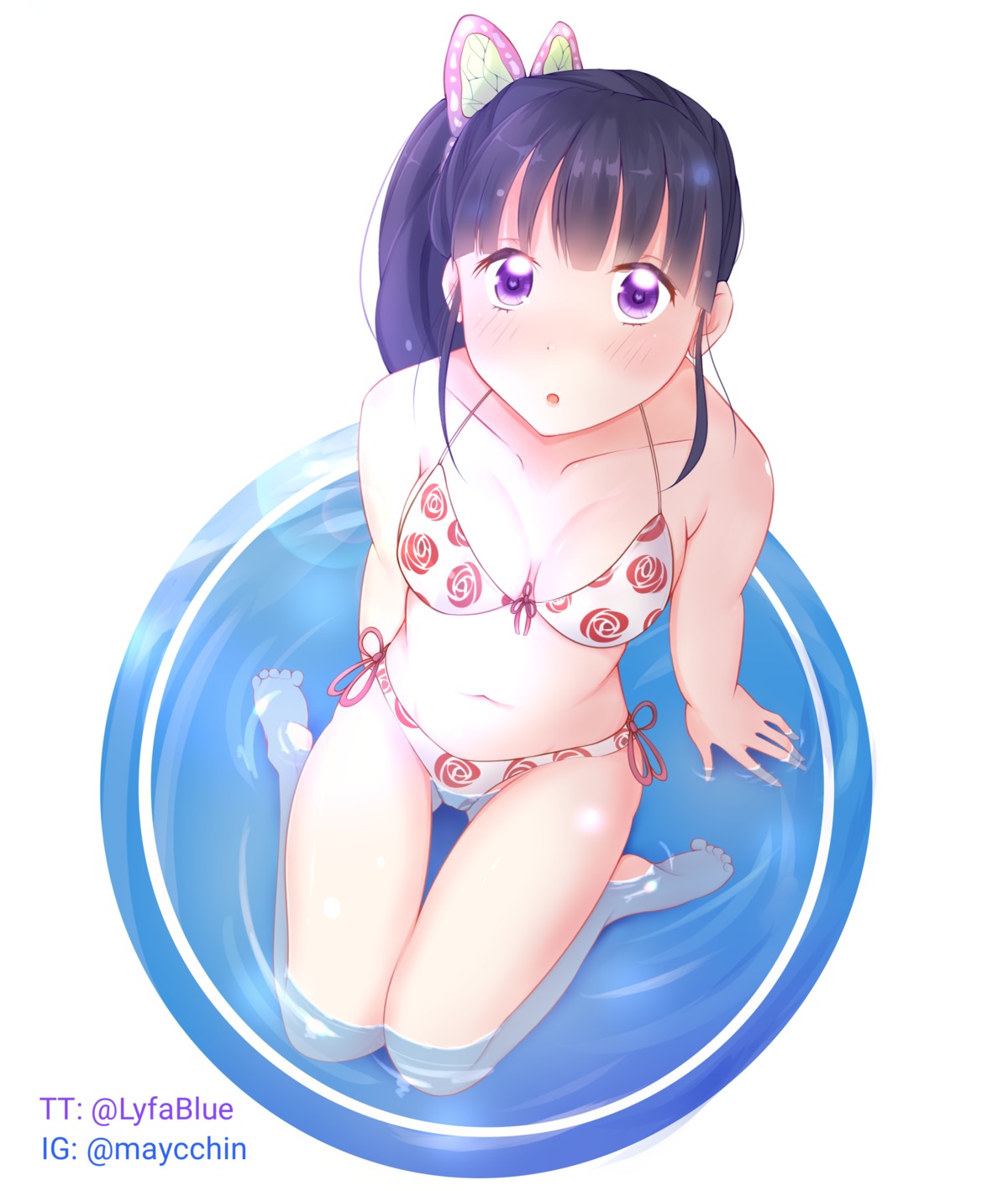 bikini kimetsu_no_yaiba maycchi swimsuits tsuyuri_kanao wet