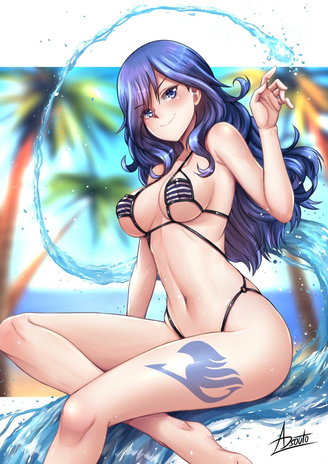 adsouto bikini fairy_tail juvia_lockser swimsuits tattoo