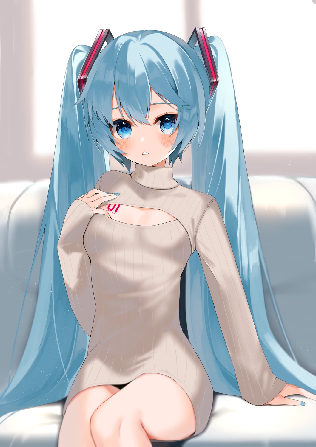 dress hatsune_miku reirou_(chokoonnpu) sweater tattoo vocaloid