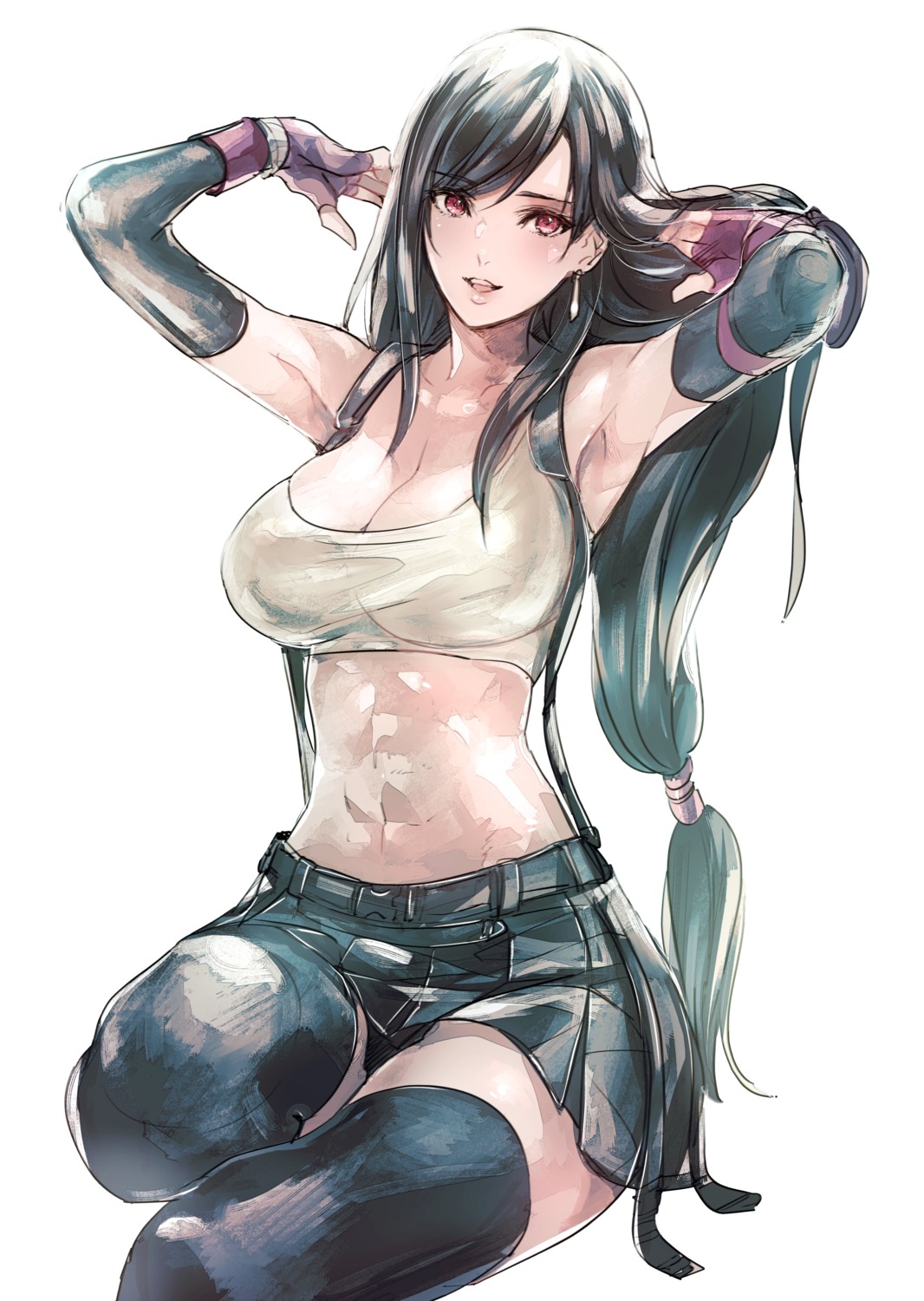 final_fantasy final_fantasy_vii sakura_shouji sketch thighhighs tifa_lockhart