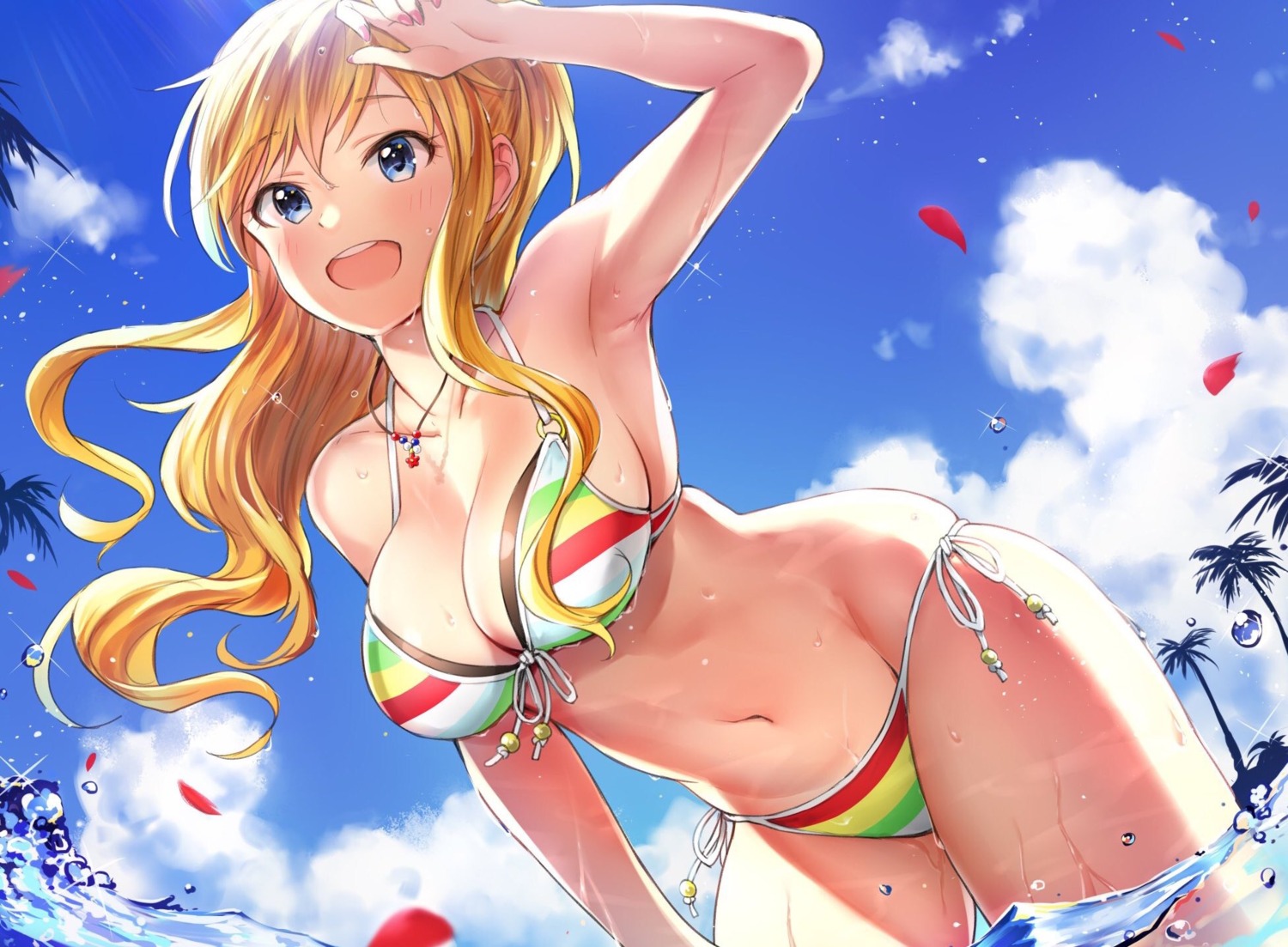 bikini cleavage ootsuki_yui swimsuits takeya_y0615 the_idolm@ster the_idolm@ster_cinderella_girls wet