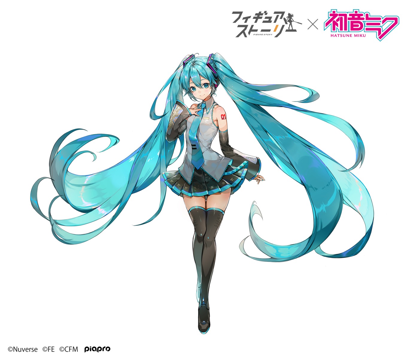 figure_story hatsune_miku headphones skirt_lift tattoo thighhighs vocaloid