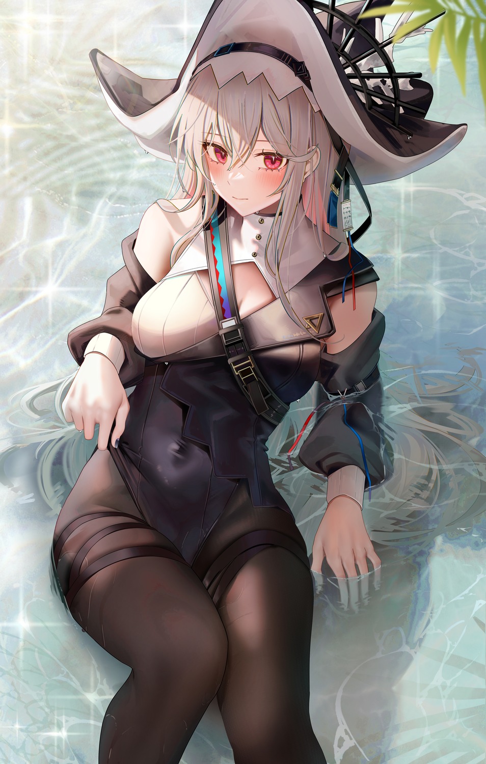 arknights garter leotard pantyhose ru_zhai specter_(arknights) wet witch