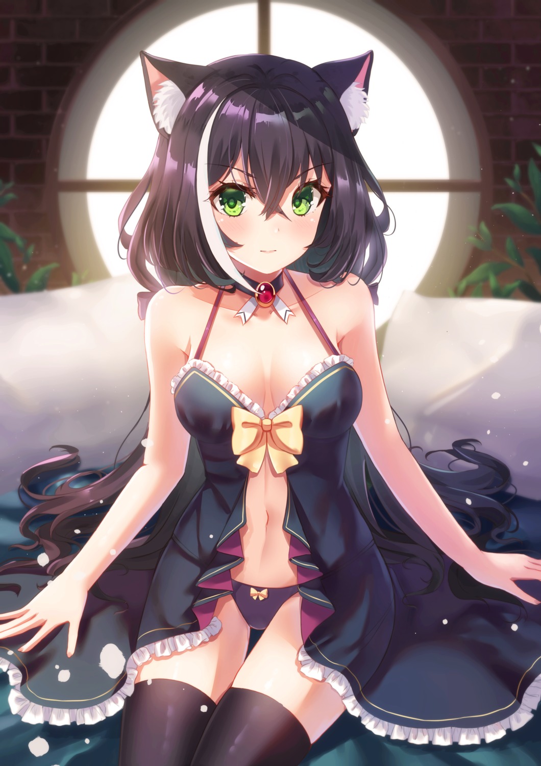 animal_ears cleavage holmemee karyl_(princess_connect) no_bra pantsu princess_connect princess_connect!_re:dive thighhighs