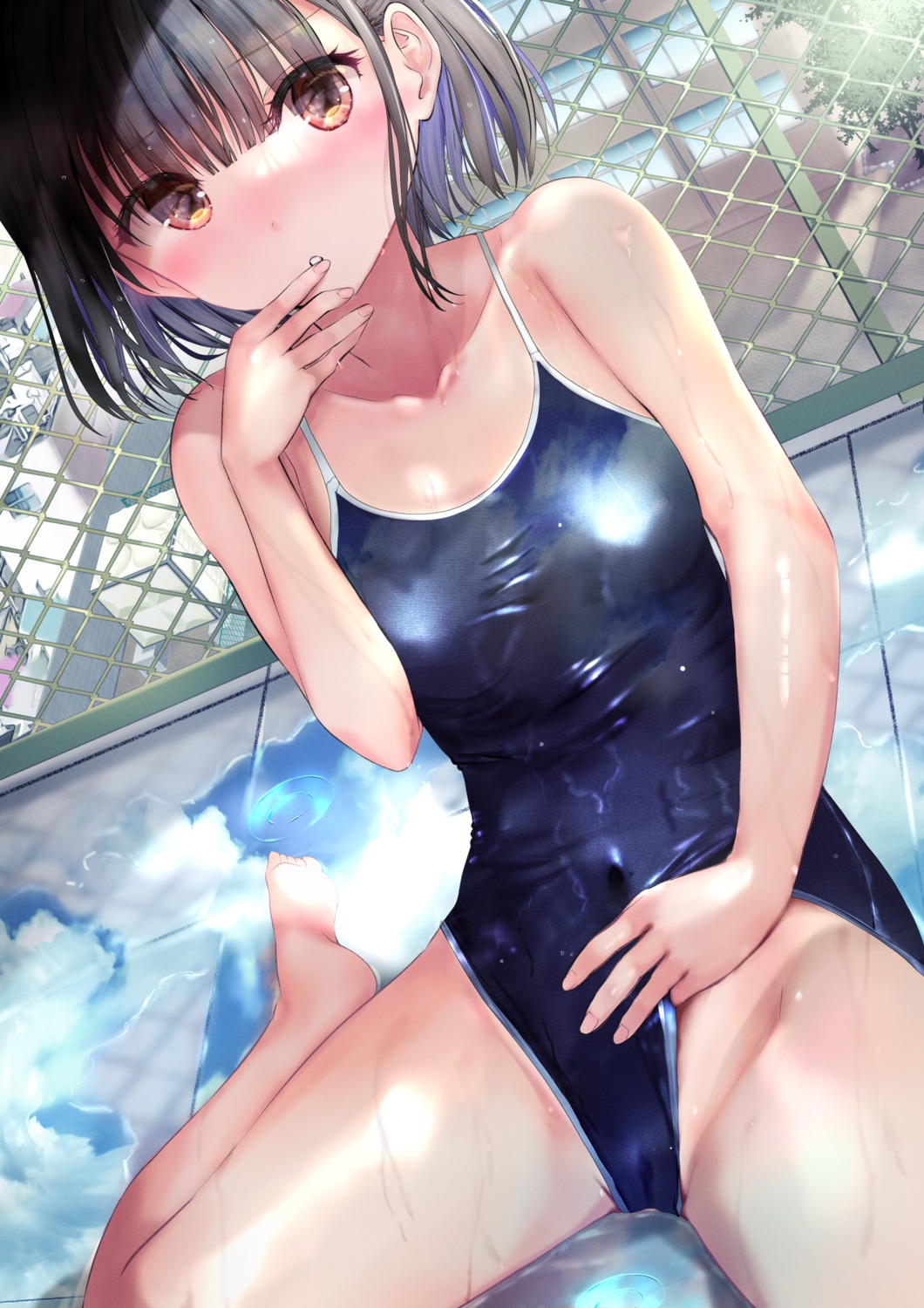 cameltoe ogata_tei school_swimsuit swimsuits wet