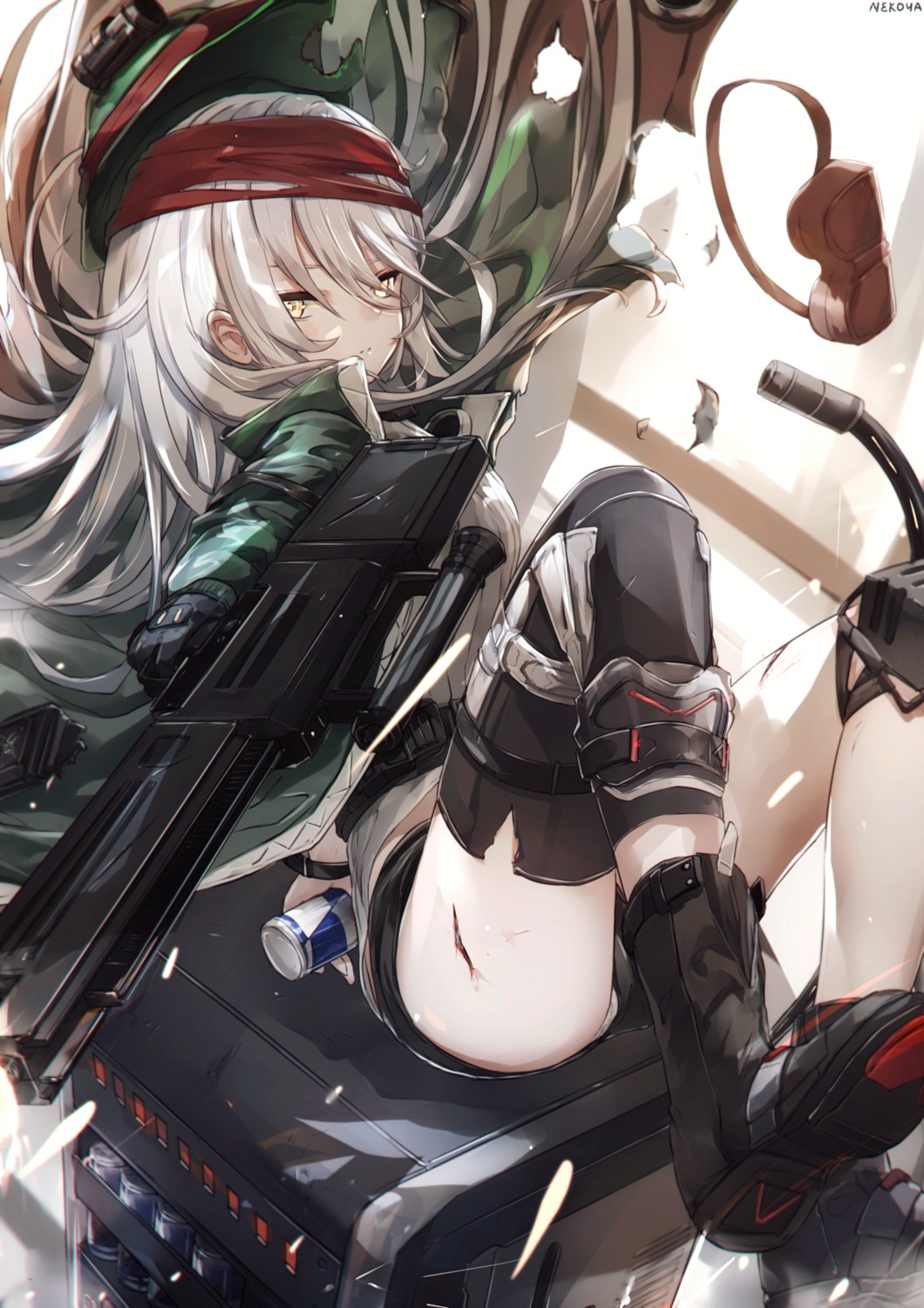 blood g11_(girls_frontline) garter girls_frontline gun nekoya_(liu) pantsu torn_clothes