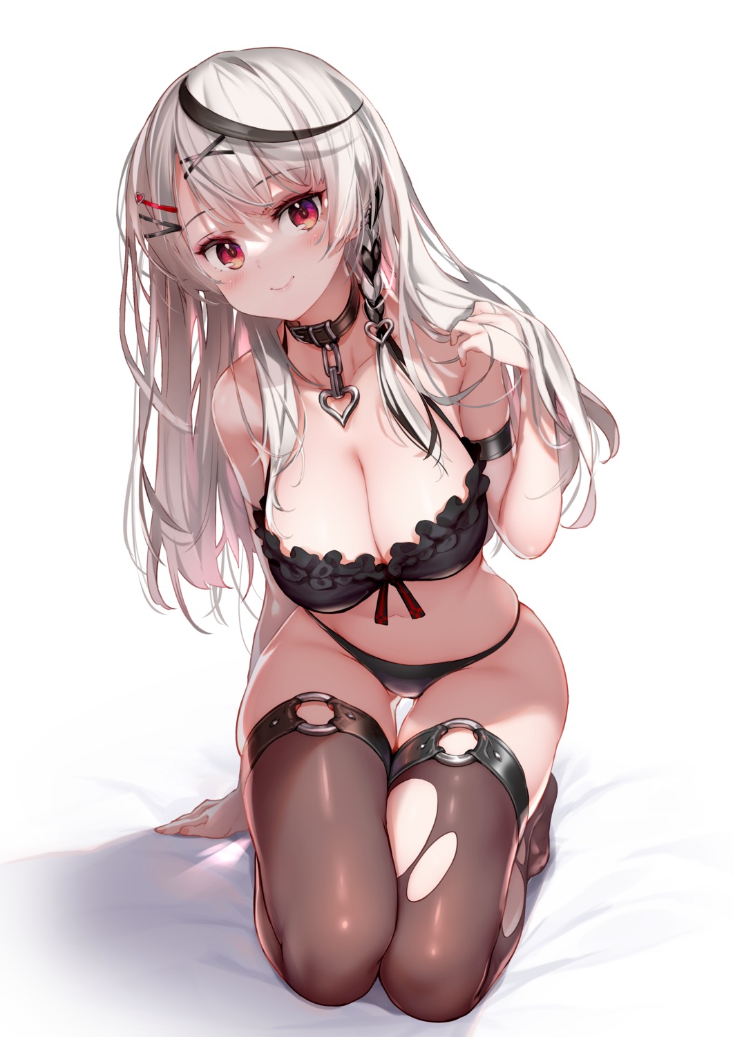 bra hololive hong_(white_spider) lingerie pantsu sakamata_chloe thighhighs torn_clothes