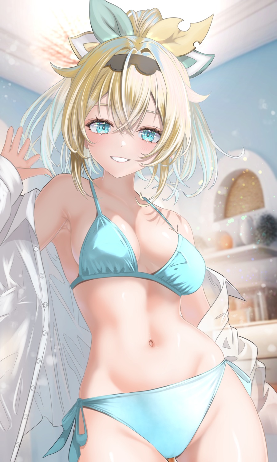 bikini hololive kazama_iroha open_shirt swimsuits wakaunderblade7