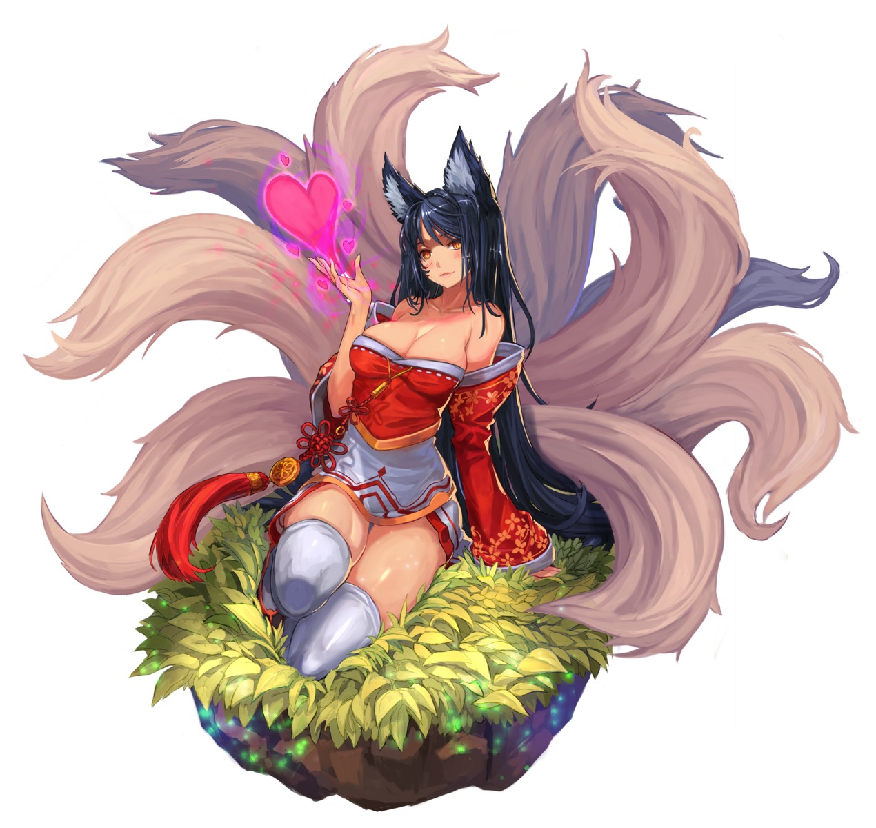 ahri animal_ears kitsune league_of_legends qbspdl tail thighhighs