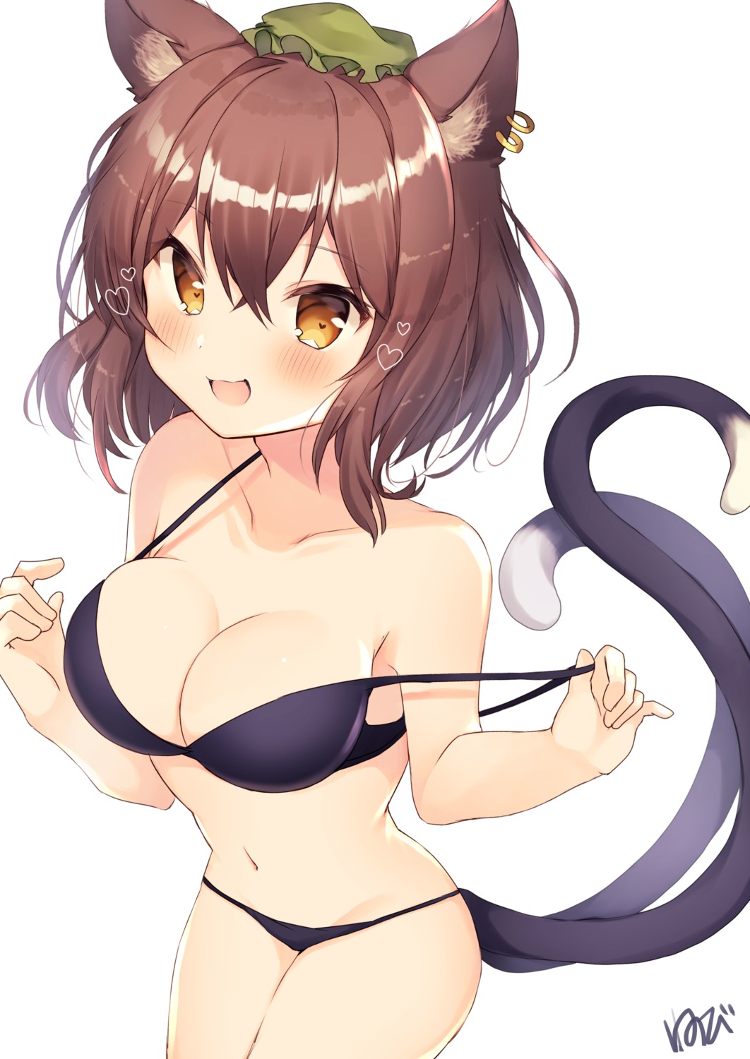 animal_ears bra chen nenobi_(nenorium) pantsu tail touhou undressing