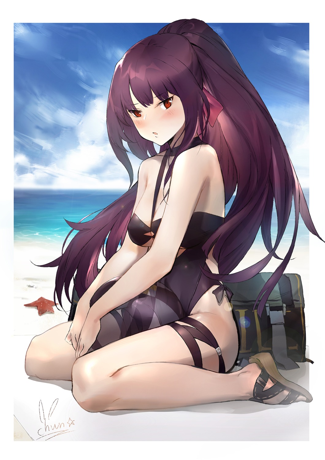 cleavage girls_frontline shou_xian_wu swimsuits wa2000_(girls_frontline)