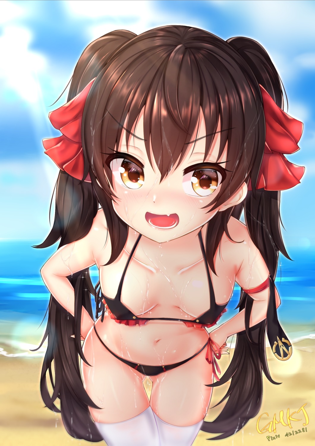 bikini girls_frontline gmkj loli qbz-97_(girls_frontline) swimsuits thighhighs wet