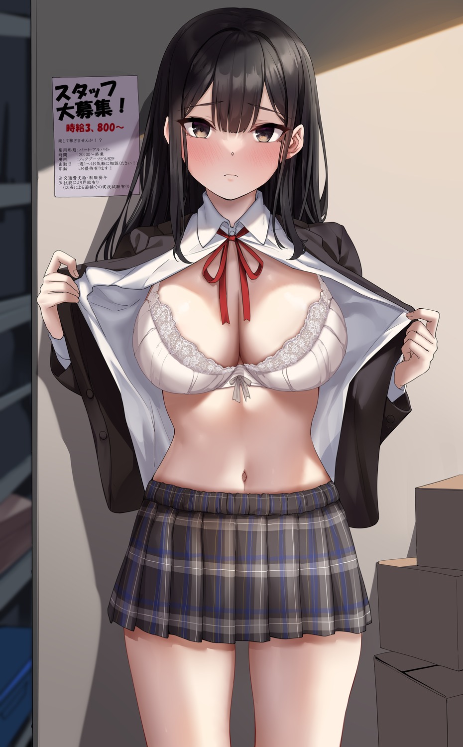 bra jack_dempa open_shirt seifuku undressing