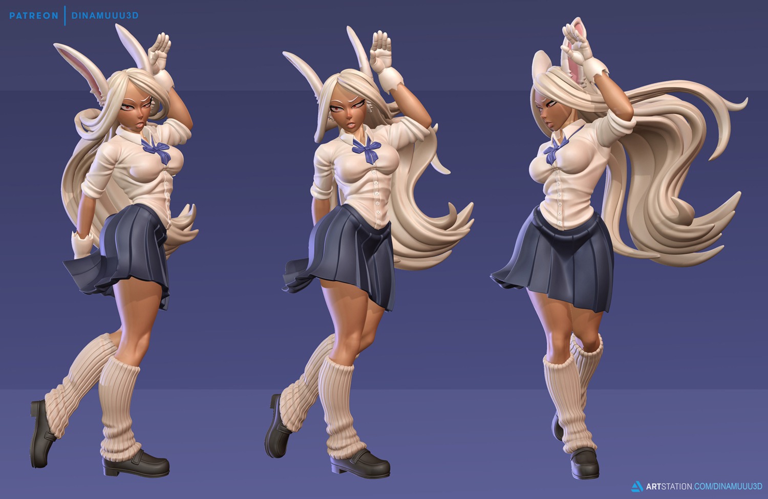 animal_ears boku_no_hero_academia bunny_ears cg seifuku skirt_lift