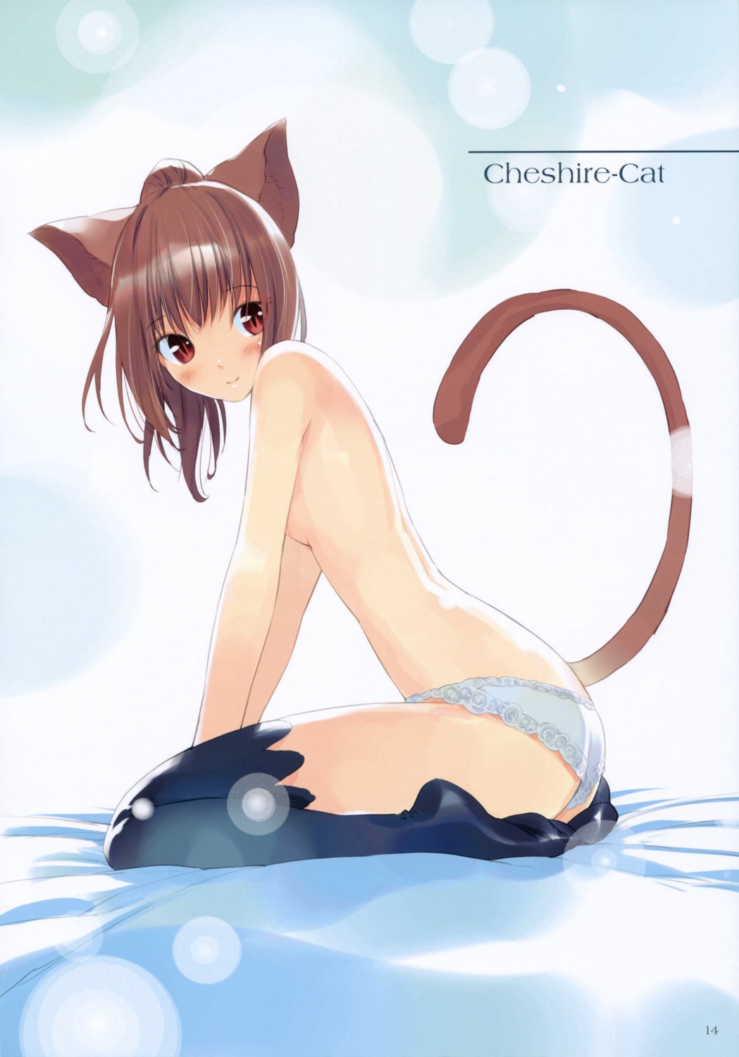 alice_in_wonderland animal_ears cheshire_cat fancy_fantasia nekomimi pantsu tail thighhighs topless ueda_ryou