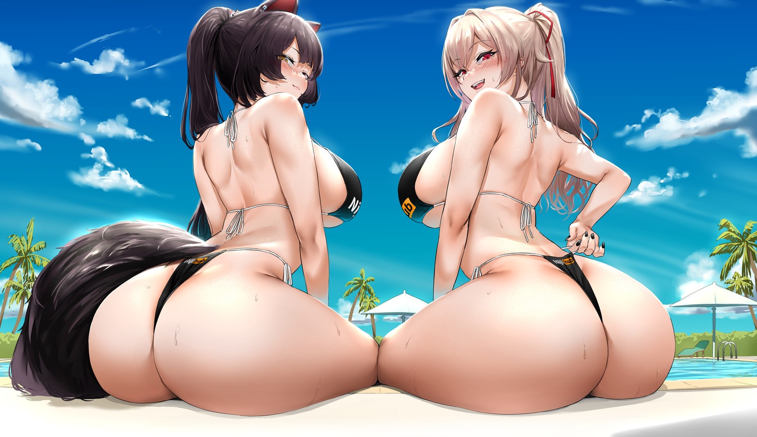 animal_ears ass bikini furen_e_lustario inui_toko inumimi nijisanji sanuki_(kyoudashya) swimsuits tail thong