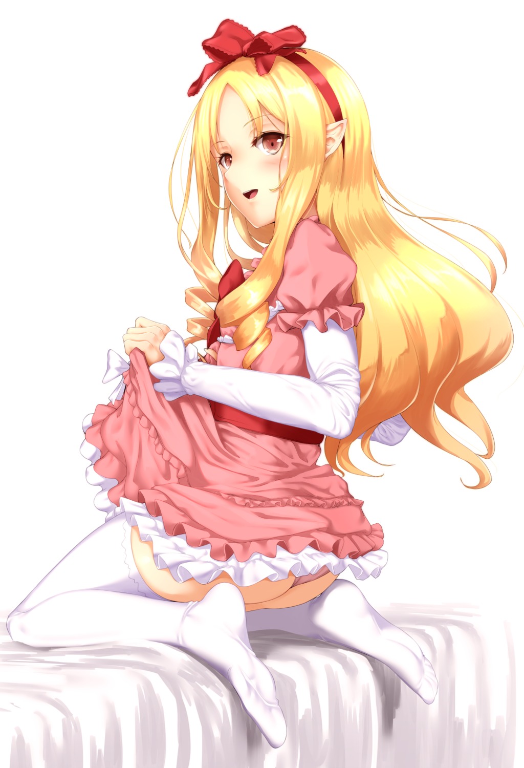 .ronde ass dress eromanga-sensei feet pantsu pointy_ears skirt_lift thighhighs yamada_elf