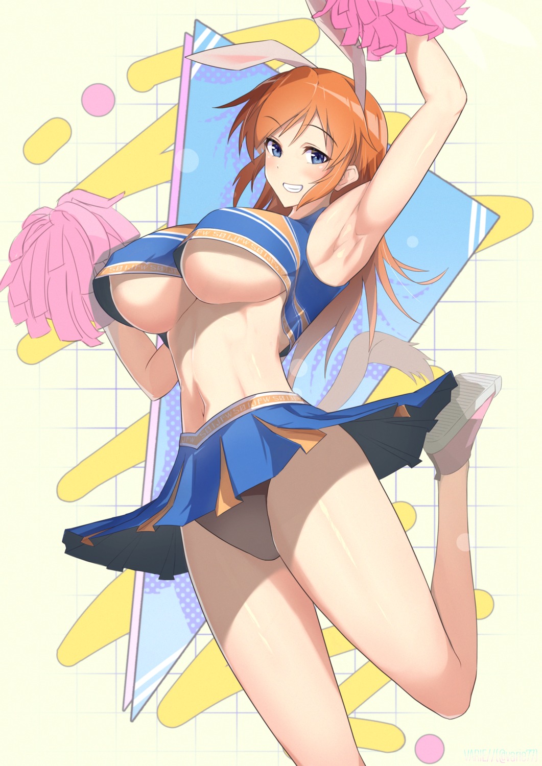 animal_ears bunny_ears charlotte_e_yeager cheerleader no_bra pantsu shirt_lift skirt_lift strike_witches strike_witches:_operation_victory_arrow strike_witches_2 strike_witches_gekijouban tagme tail underboob