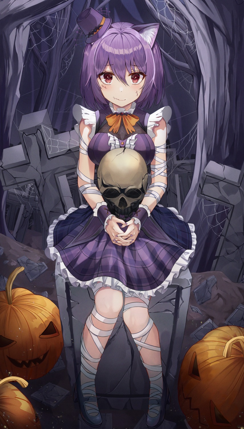 animal_ears bandages dress halloween k.j. nekomimi